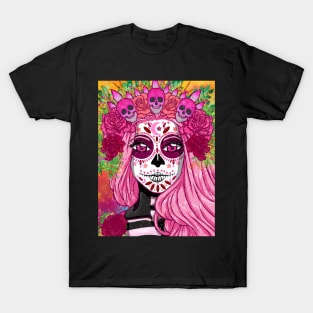 Pink Queen Sugar Skull bloom T-Shirt